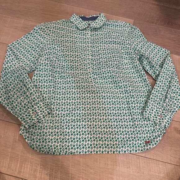 TALBOTS WOMENS GREEN APPLE LONG SLEEVE BUTTON DOWN SHIRT SIZE 12 - Picture 1 of 8
